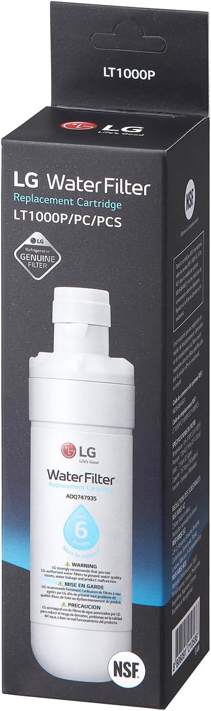LG LT1000P - 6 Month / 200 Gallon Capacity Replacement Refrigerator Water Filter (NSF42, NSF53, and NSF401) ADQ74793501, ADQ75795105, AGF80300704, or AGF80300705 White
