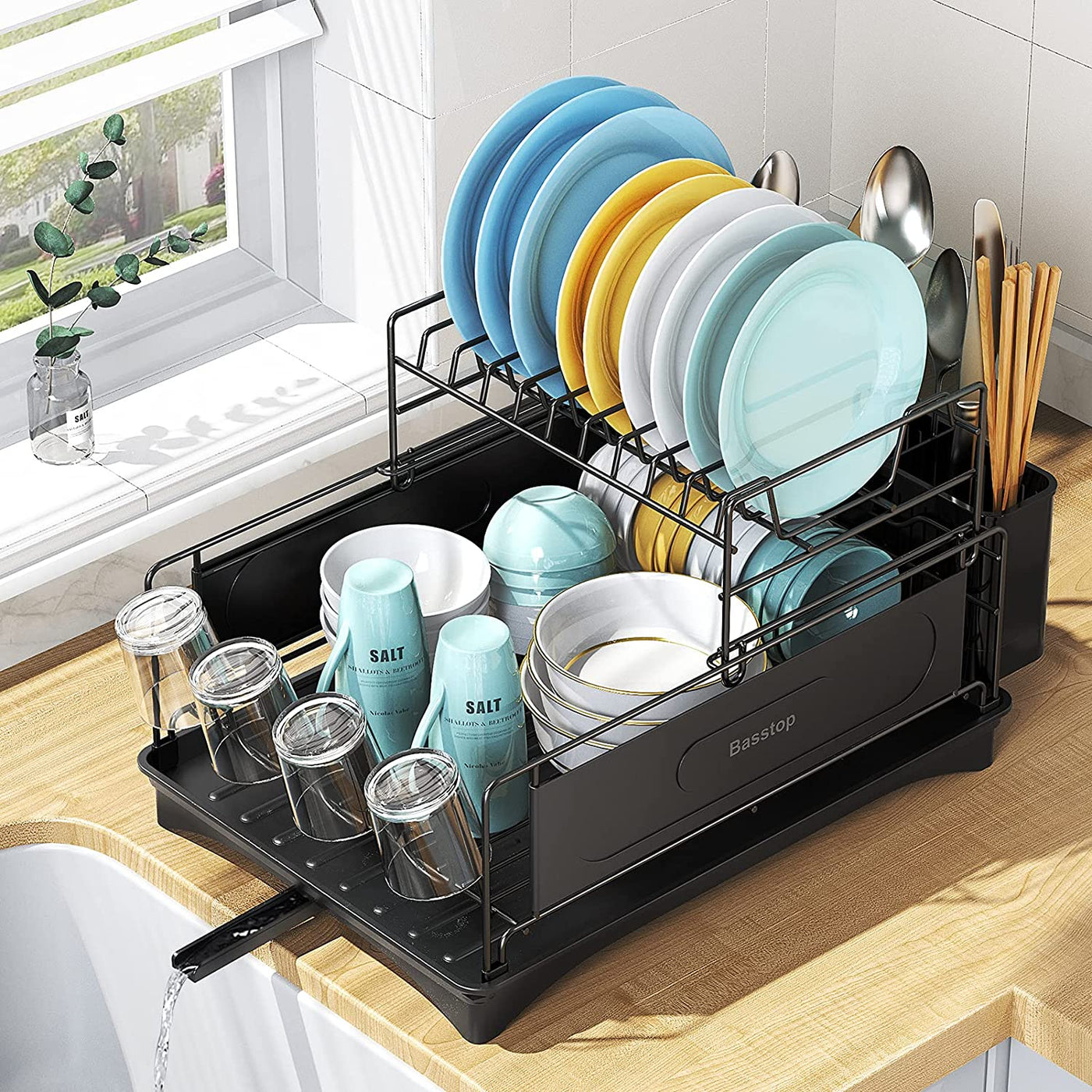 Dish Drying Rack Over Sink, Basstop Length Adjustable 